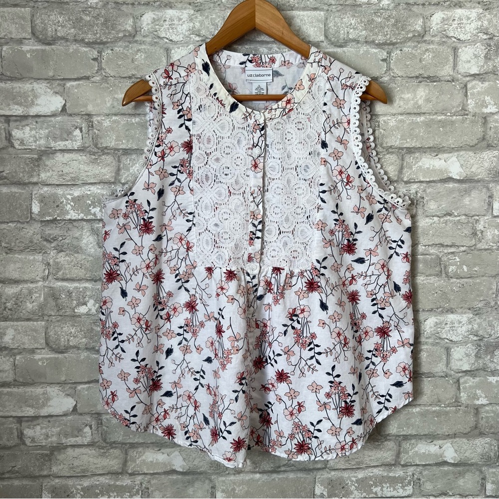 Bundle of 2 Liz Claiborne Women's Large Linen Blend Sleeveless Button Up Blouses - Picture 9 of 13